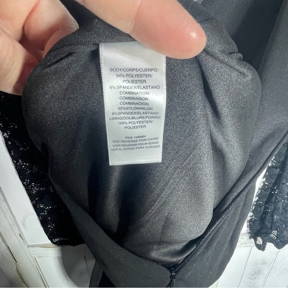 Lace Long Sleeve Faux Wrap Cocktail Dress
Donna Ricco 4 gown black lace floral - Picture 14 of 14